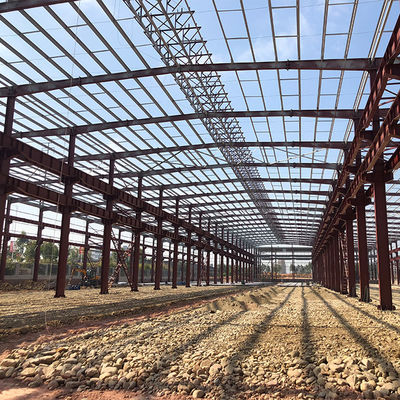 Waterproof Metal Frame Building Construction , Easy Assemble Prefab Metal Shop Buildings
